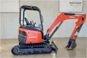 2020 Kubota U27-4 mini excavator with zero tail swing, Kubota original direct injection engine, and spacious cab for professional excavation in confined urban areas.