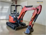 2020 Kubota U27-4 mini excavator with zero tail swing, Kubota original direct injection engine, and spacious cab for professional excavation in confined urban areas.