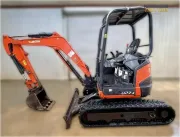 2020 Kubota U27-4 mini excavator with zero tail swing, Kubota original direct injection engine, and spacious cab for professional excavation in confined urban areas.